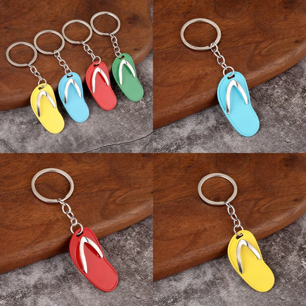 Metal Keychain for Creative Gift Mini Flip Flop Keyring Personalized Souvenir Accessory for Travel Home Office Decor