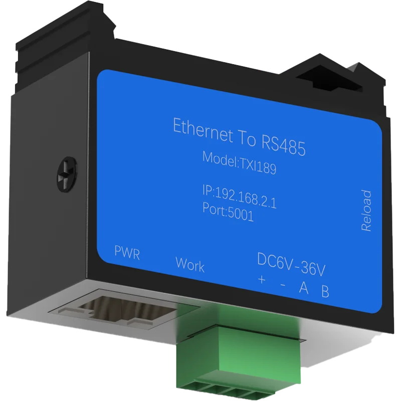 Rail Din Ethernet vers RS485 haute vitesse 1 port 10/100M Auto MDI-MDIX RJ45 1 port RS485 Modes de fonctionnement multiples MINI Type Compact