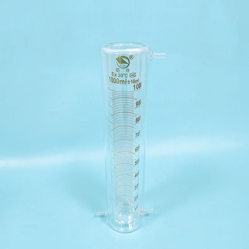 SHUNIU High borosilicate glass double-deck measuring cylinder 1000mL,Laboratory Glass Jacket-layer cylinder,Mezzanine cylinder