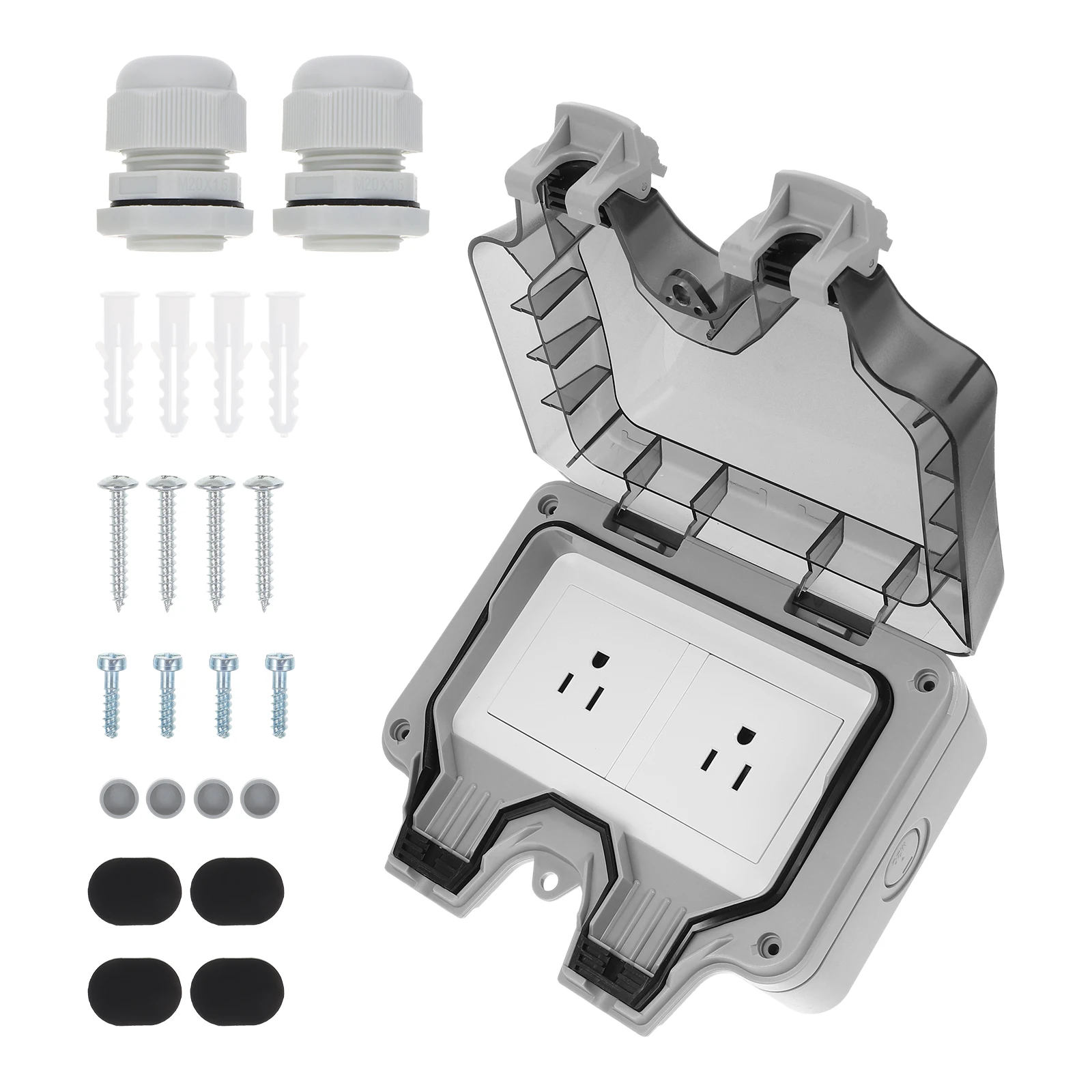 

Waterproof Socket Box Outlet Cover ABS Material Splashproof Dustproof Compact Size Lightweight Bathroom Villa Planting Base