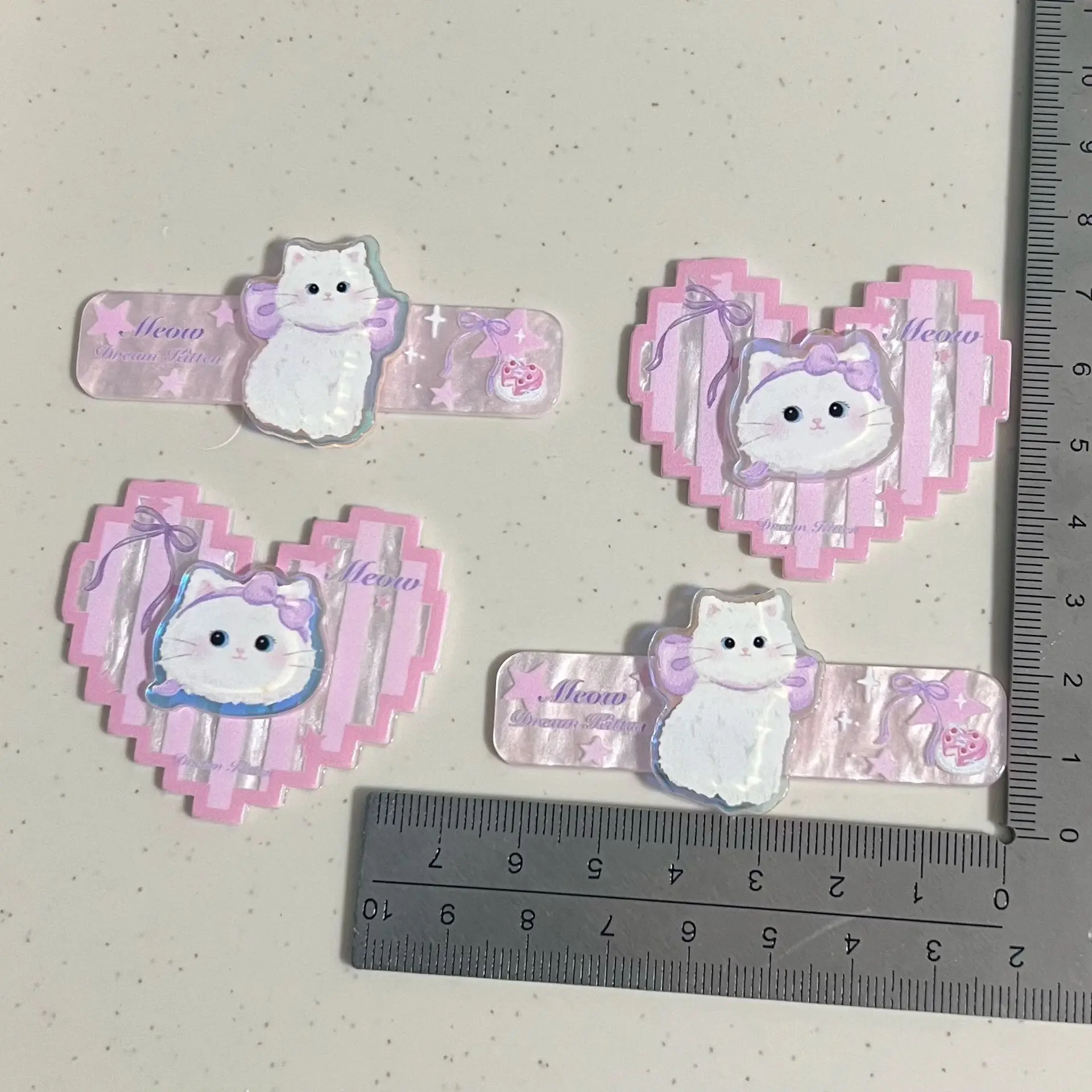 2pcs miniso cute pink cat love series cartoon acrylic flatback cabochons diy crafts materials jewelry making charms