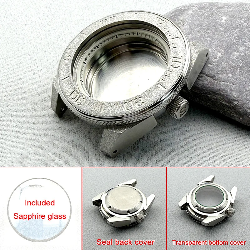 

Корпус для часов Mod King Samurai 45 мм с сапфировым стеклом, совместимый с механизмами NH35, NH36, 7S, 4R, водонепроницаемость 20ATM, для мужских дайверских часов, замена корпусов, на заказ