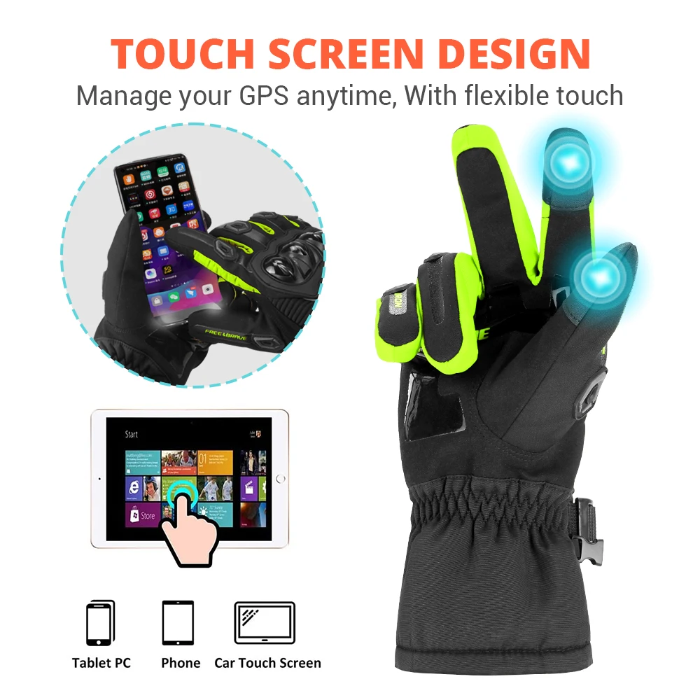 ใหม่ถุงมือรถจักรยานยนต์สําหรับฤดูหนาวWindproofกันน้ําและอุ่นขี่รถจักรยานยนต์Anti DROPหน้าจอสัมผัสถุงมือเต็มนิ้ว