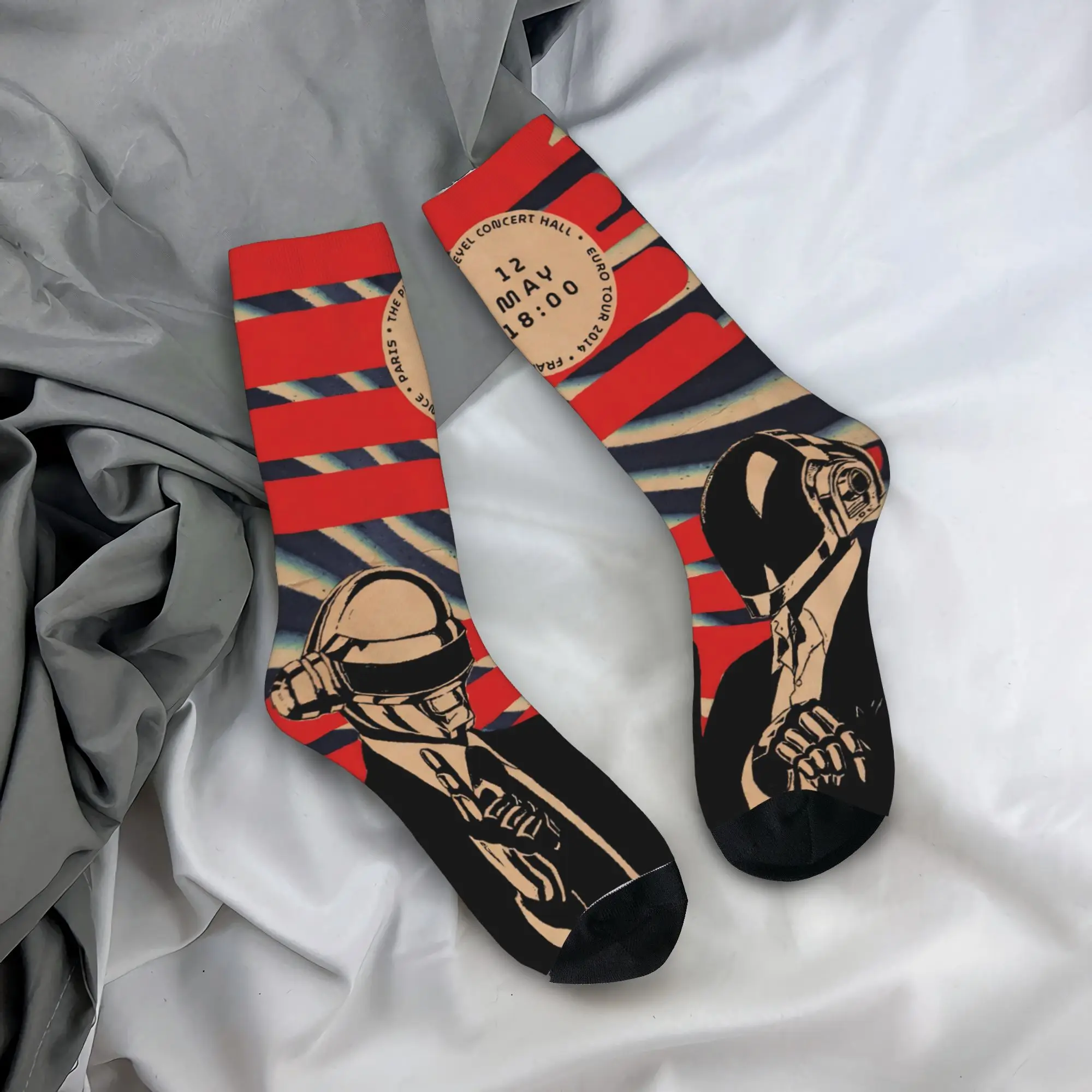 Daft Punk Electronic Band Stockings  Graphic Funny Socks Winter Non Slip Socks Unisex Men Running Sports Soft Socks
