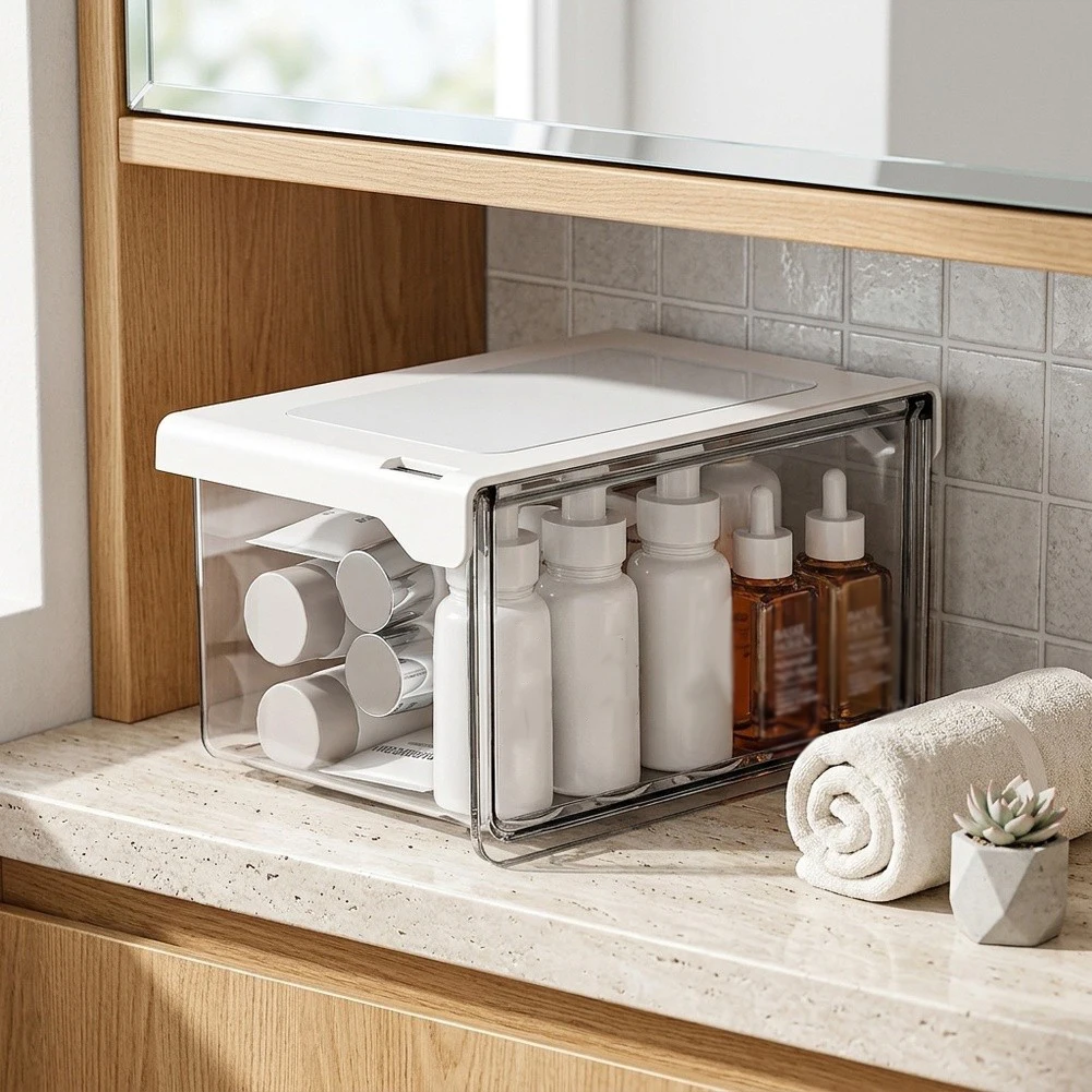 For Bathroom Mirror Cabinet Storage Organizer Wall Mount Clear PET Design for Maximizing Cabinet Interior Space