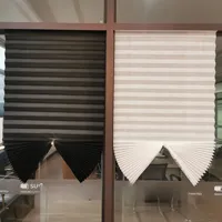 Adhesive Window Shades Non-Woven Fabric Pleated Zebra Blinds Roller Room Blackout Curtain For Bedroom Living Room Balcony Decor