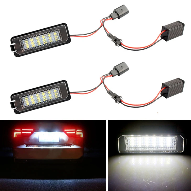 

2pcs 12V Car License Plate Lights LED Lamp Auto Accessories for VW Golf 4 5 6 7 MK4 MK7 Passat CC Scirocco Skoda Seat Leon Ibiza