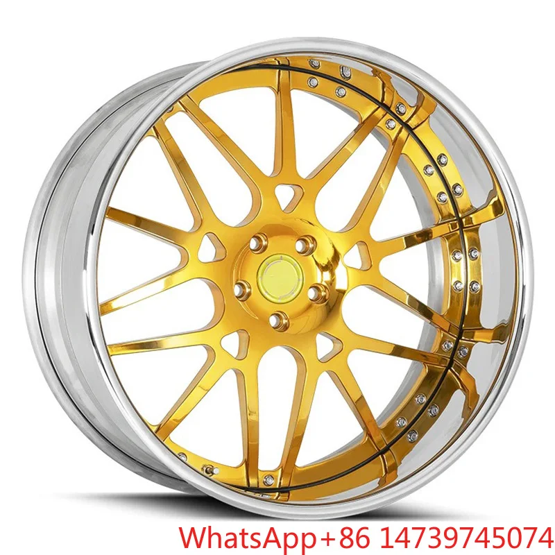 Car Rims 2 Piece 18 19 20 21 22 23 24 26 Inch 5x120.65 Gold Plated Chrome Deep Lip Forged Wheels For Impala M3 M4F20,F30,F35,G