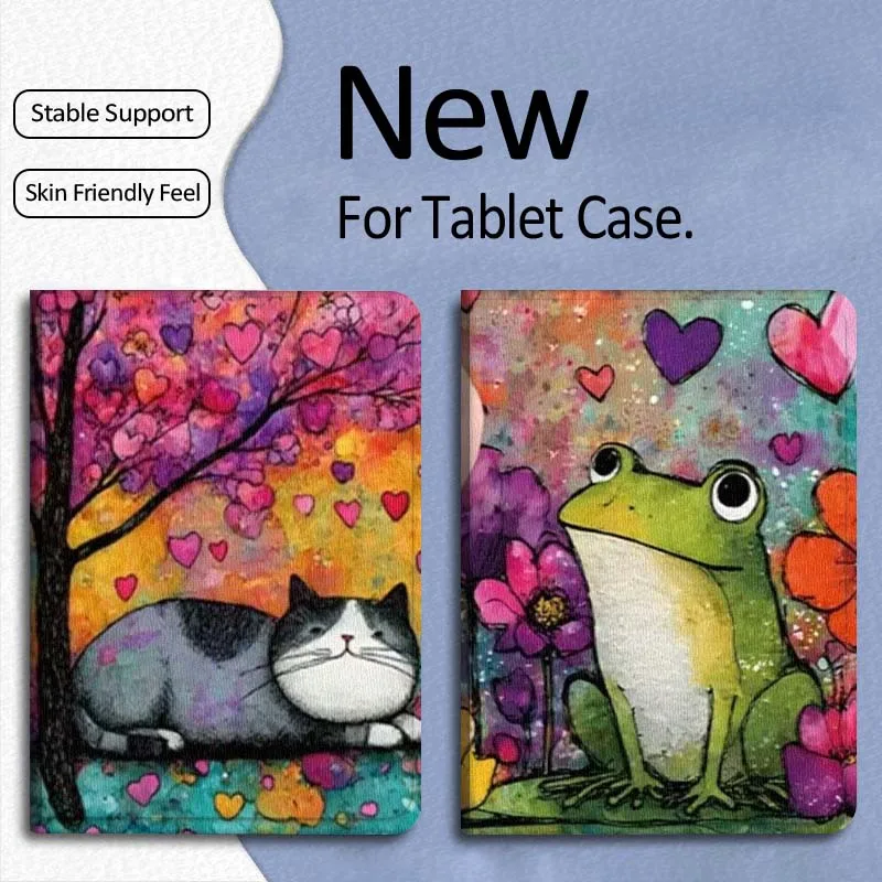 

Colorful Cartoon Cat Frog Gift For Xiaomi Mi Pad Mini 4 5 6 7 SE Pro Plus Redmi Pad 2 SE 2025 8.8 11 Foldable Tablet Case