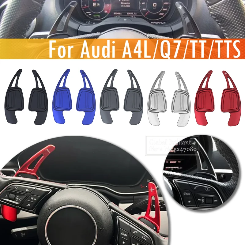 

2Pcs Aluminum Alloy Steering Wheel Shift Paddle Shifter Extension for Audi A3 S3 A5 S5 2017 A4 B9 Q7 2016-2017 TT TTS