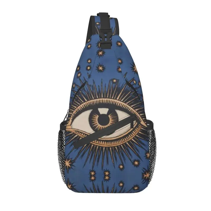 Mystic eyes sling peito saco personalizado tudo vendo olho arte crossbody mochila de ombro para homens viagem caminhadas daypack