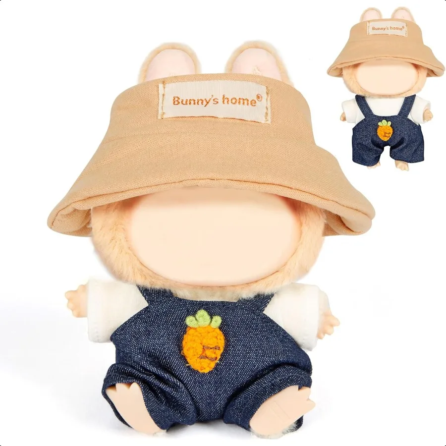 

3Piece Doll Clothes for 17cm Doll Stylish Fisherman Hat Set Kawaii Doll Outfits with Accories for Collectors or Display Navy Ca