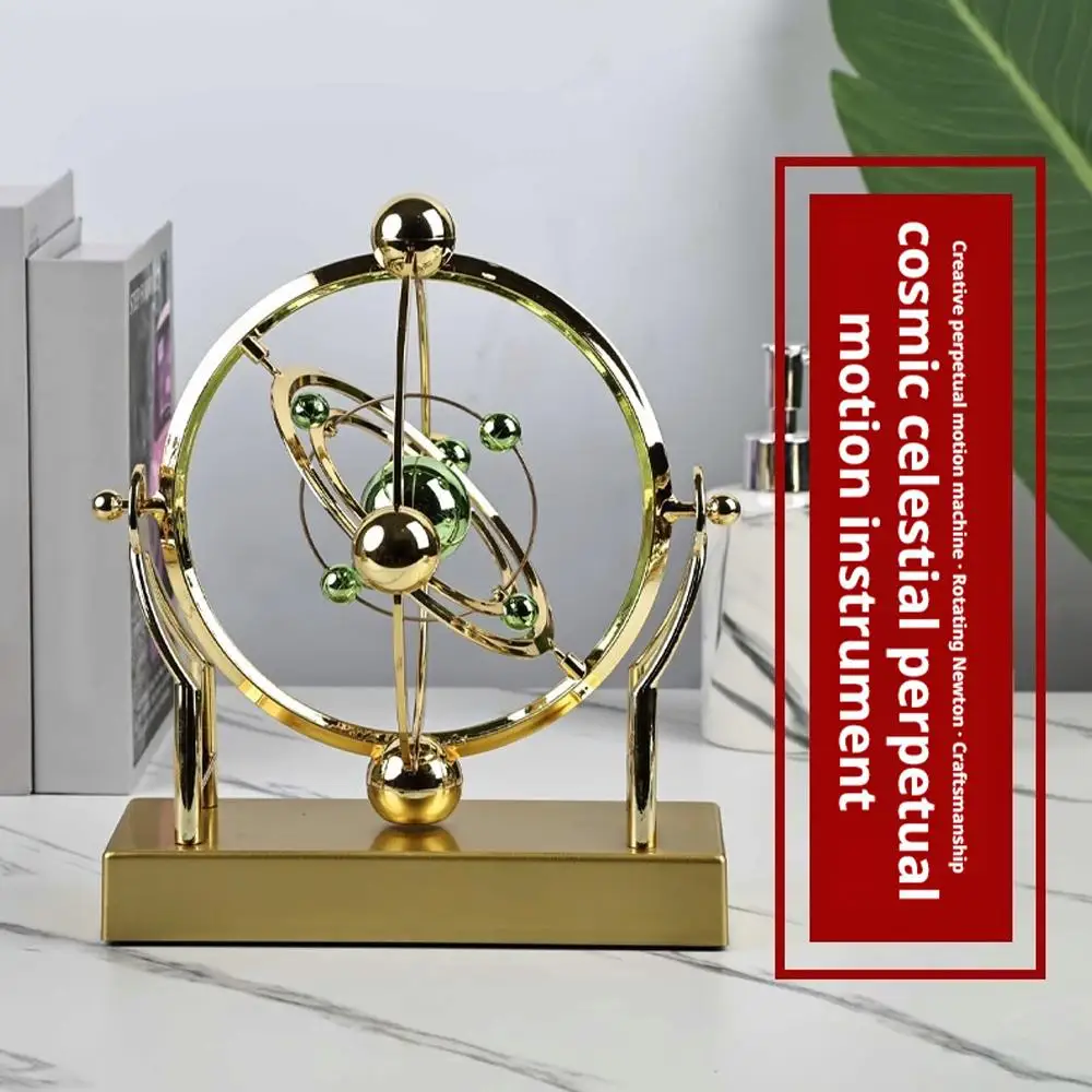 Celestial Orbit Pendulum Perpetual Motion Machine, Kinetic Art Desk Decor, Astronomy Model, Rotating Sculpture for Home Office