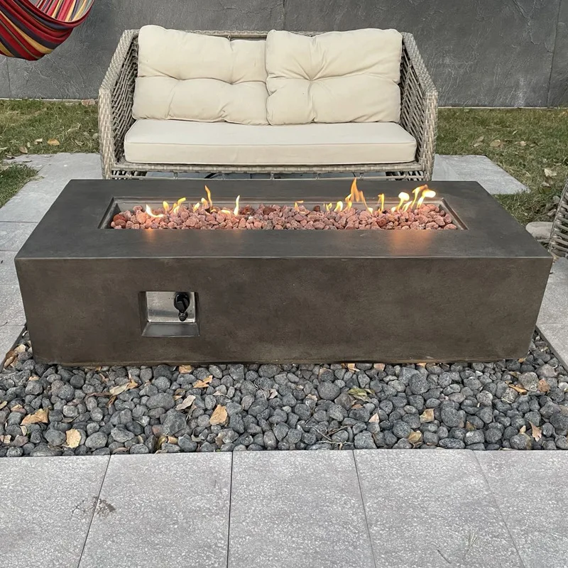 Contemporary Rectangular Fire Pit for Outdoor for Patio and Garden Use Spaces Real Flame Heater