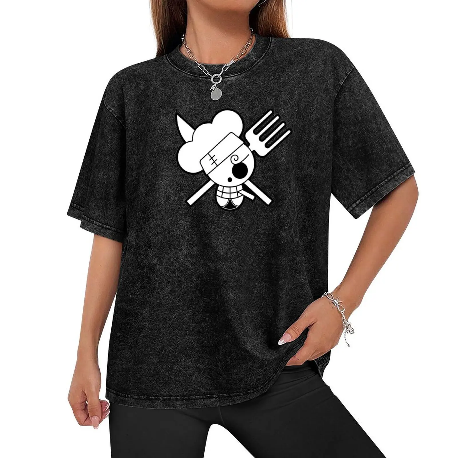 Sanji Jolly Roger 2 T-Shirt Blouse anime blanks mens graphic t-shirts