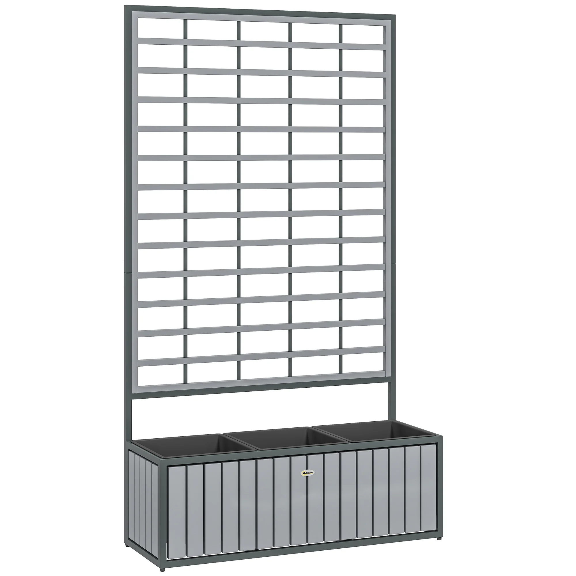Raised Garden Bed, Planter Box with Trellis, Removable Pots, Gray image 2
