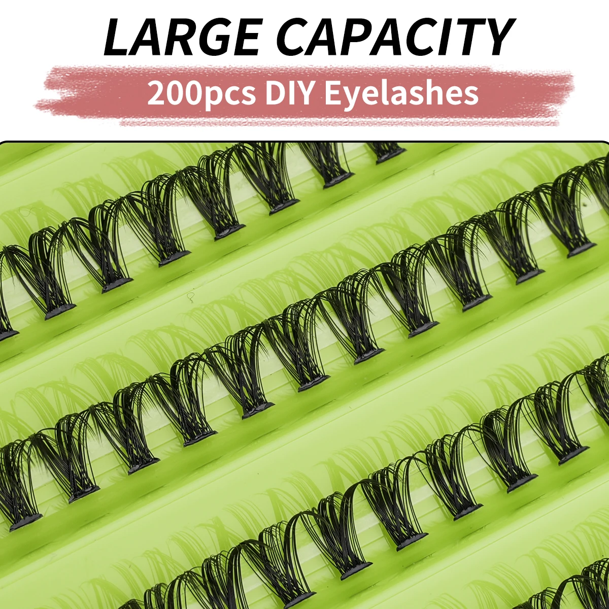 200 Cluster-Wimpernverlängerungen mit Werkzeug, 10 Reihen DIY-Wimpern-Set, vorgefertigtes Volumen 20D/50D, künstliche Wimpern für Make-up, Faux Clis – Detail 6