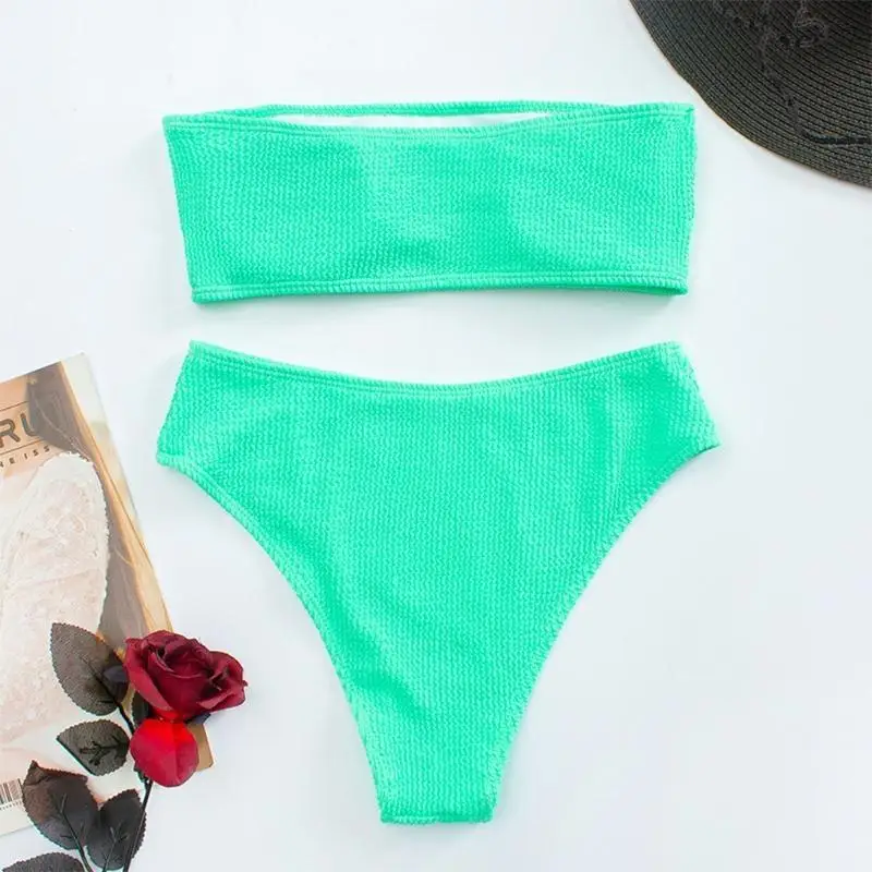 652F Ladies Color Split Swimsuit Color Brazilian Comfortable for Fresh Fashion Sexy Swimsuit Beachwear Gather Biki