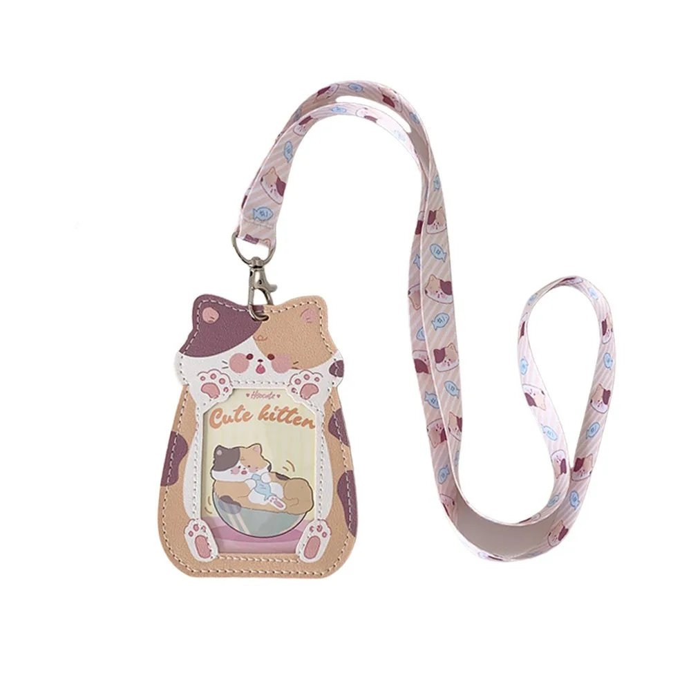 Ins Cat-shaped Hollowed-out Transparent Card Holder Girl's Neckband Bus Card ID Card Bag Student Campus Card Holder
