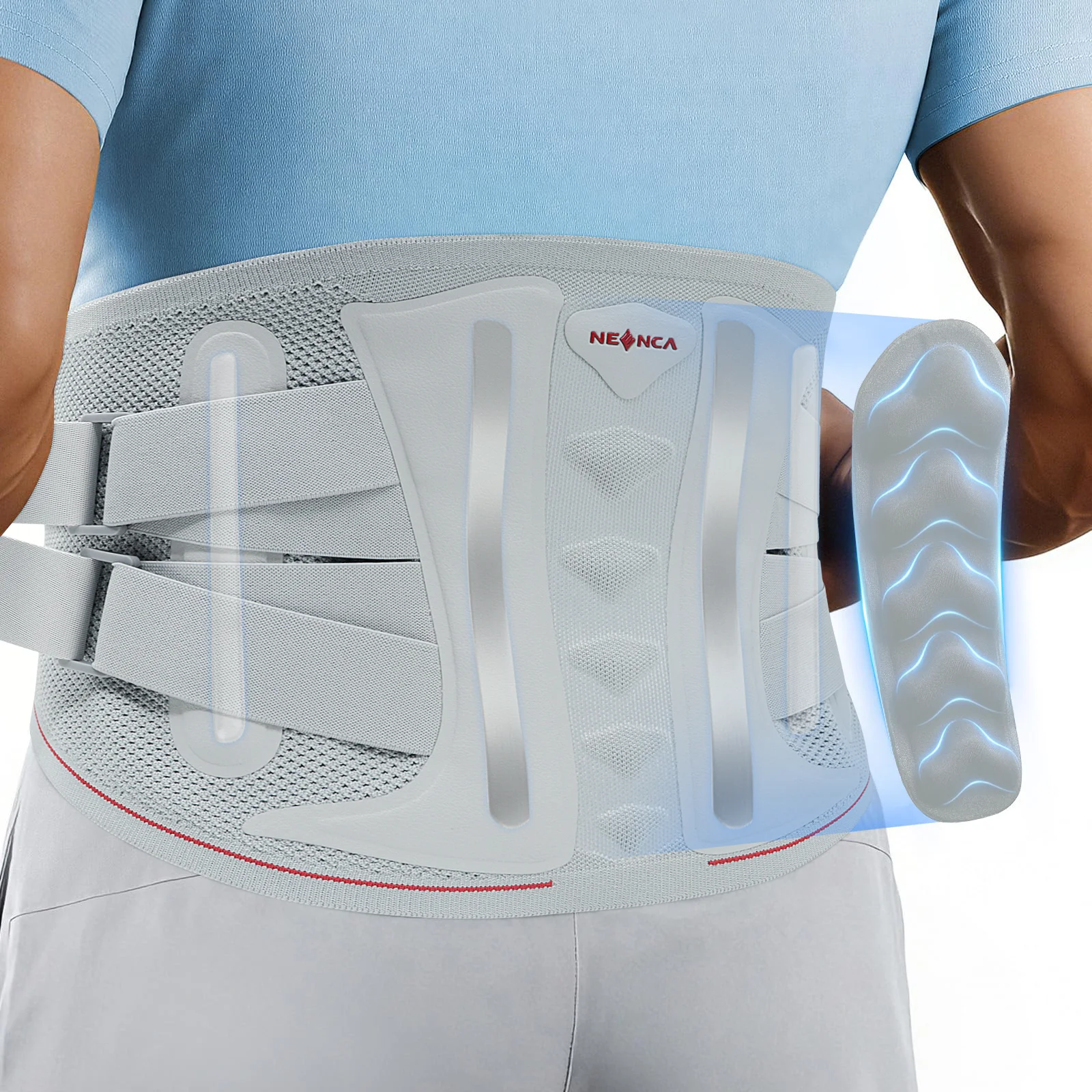 Breathable Lumbar Back Support Belt with 3D Lumbar Pad for Lower Back Pain Relief Adjustable Waist Wrap for Sports Lifting Men
