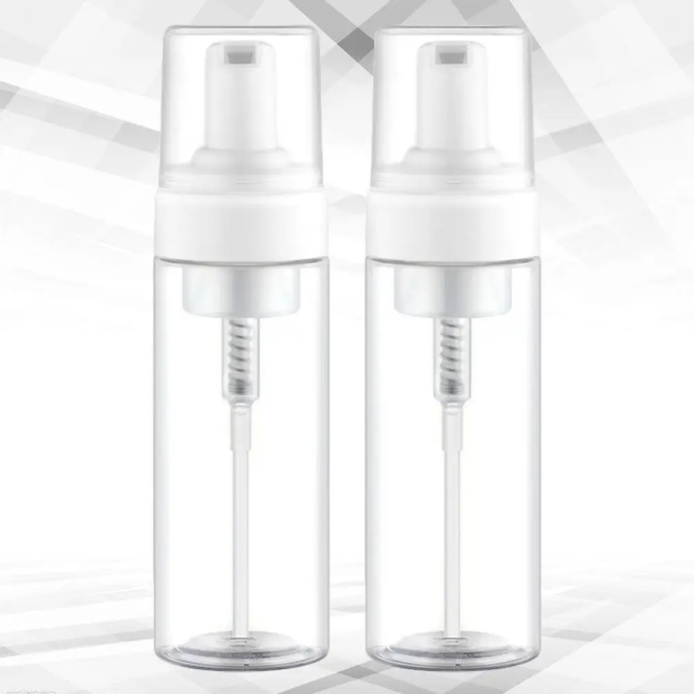 2Pcs Transparent Empty Dispenser Bottles 150Ml Portable Refillable Pump Travel Shampoo Facial Cleanser Body Wash Subpackaging