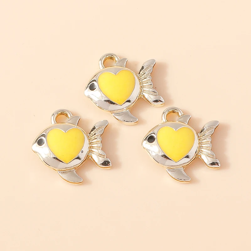 Leslie 10 Stück neue Cartoon bunte Herz Goldfisch Clown Fisch Charms Anhänger für Schlüsselanhänger Ohrringe DIY Schmuckherstellung Zubehör – Detail 17