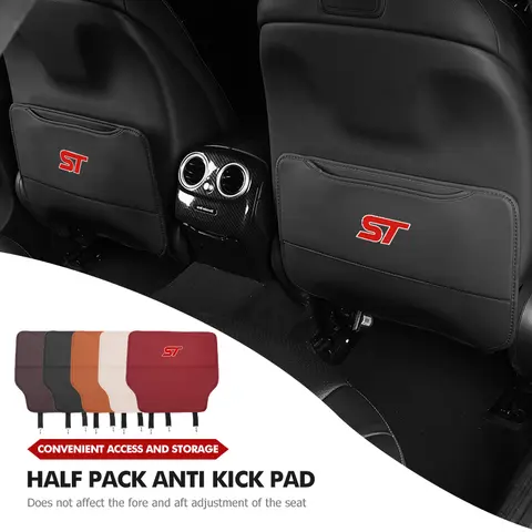 Car Leather Back Seat Children Anti-Kick Mats Anti-Dirty Pad For Ford ST Focus Fiesta Ranger Escort Falcon Flex S-MAX Kuga 10 best sales ford fiesta 2019 accessories - №3