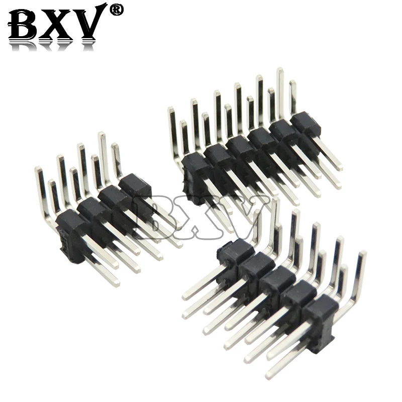 R/A 2.54mm Double Row Right Angle Male Breakaway PCB Board Pin Header Connector Pinheader 2 * 3/4/10/12/15/40Pin For Arduino