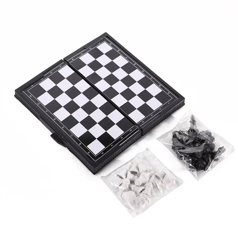 Mini-Magnetschachspiel, zusammenklappbar, magnetisch, Kunststoff, Schachbrett, Brettspiel, tragbar, Kinderspielzeug, tragbar, für Reisen und Spaß