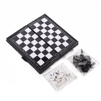 Mini Magnetic Chess Set Folding Magnetic Plastic Chessboard Board Game Portable Kid Toy Portable Outdoor for Travel & Fun