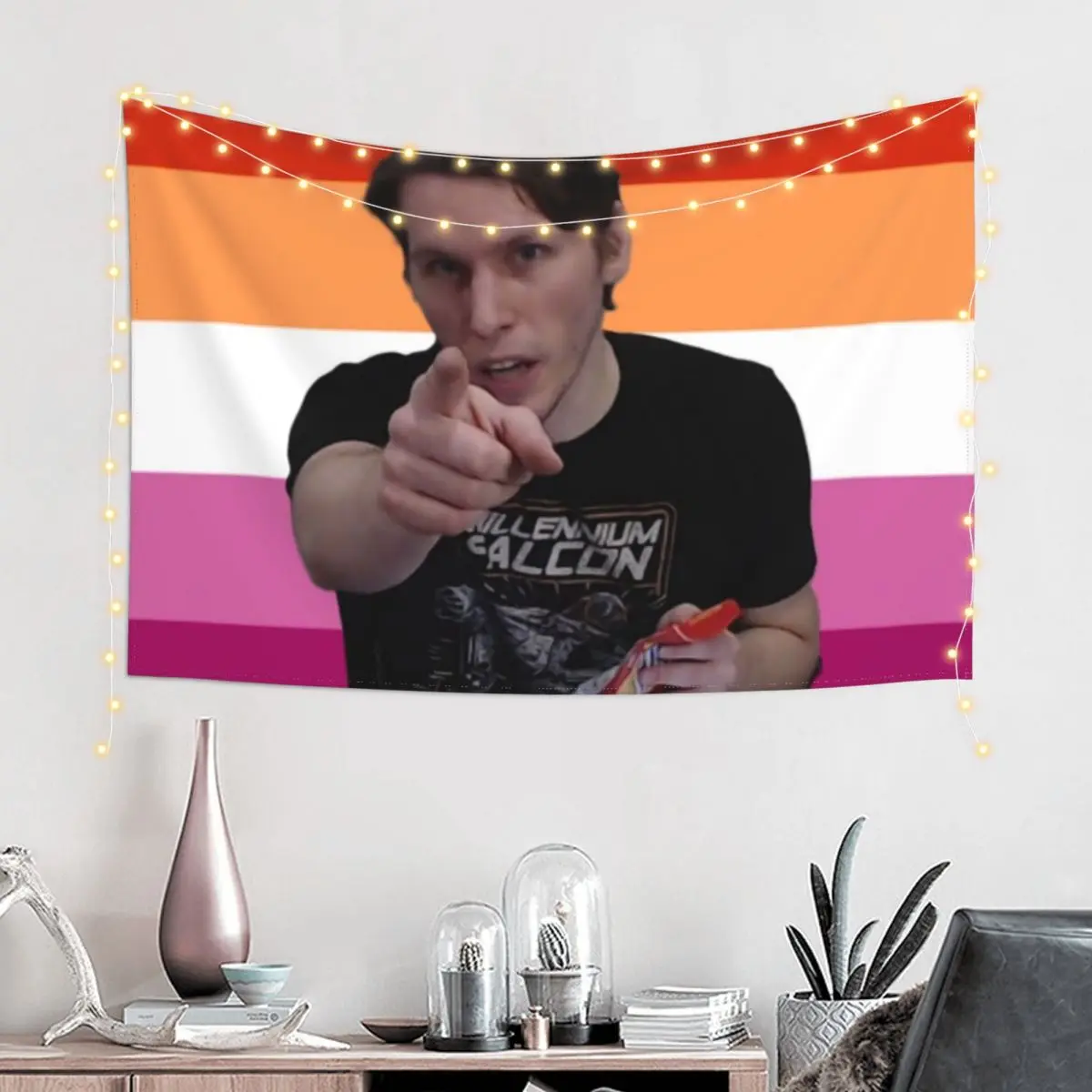 Jerma Lesbian Pride - Pointing at you Tapestry Home Decorating Cute Room Decor Tapestry