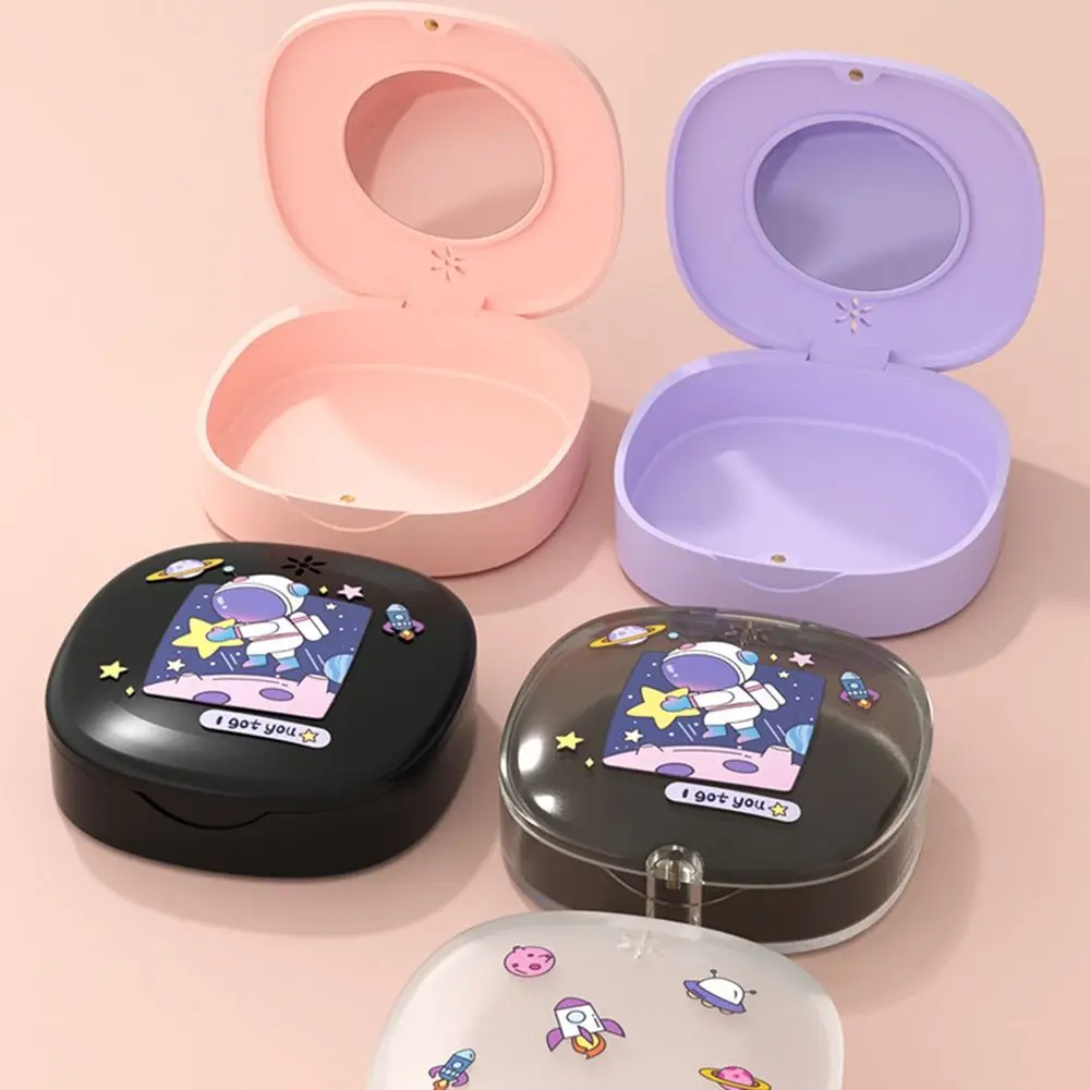 Cute Protection Office with Mirror Mouth Guard Holder Kids Denture Storage Box Orthodontic Retainer Box Braces Box Dental Case