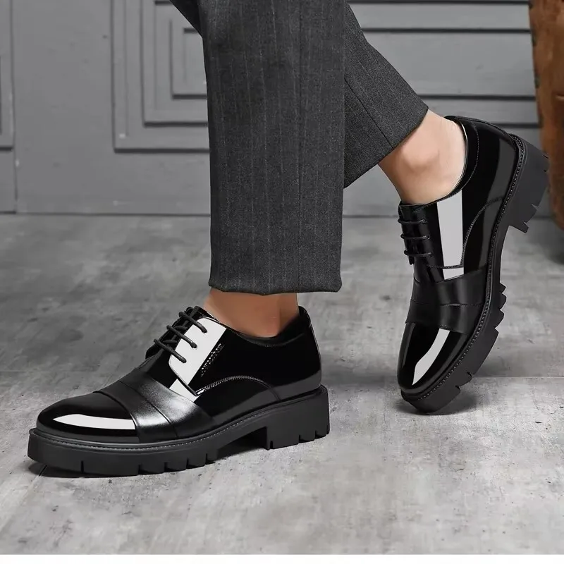 Men\'s Elevator Shoes 9CM Height Increase Shoes Lift Men Dress Leather Shoes For Man Invisible Inside Height Wedding Shoes
