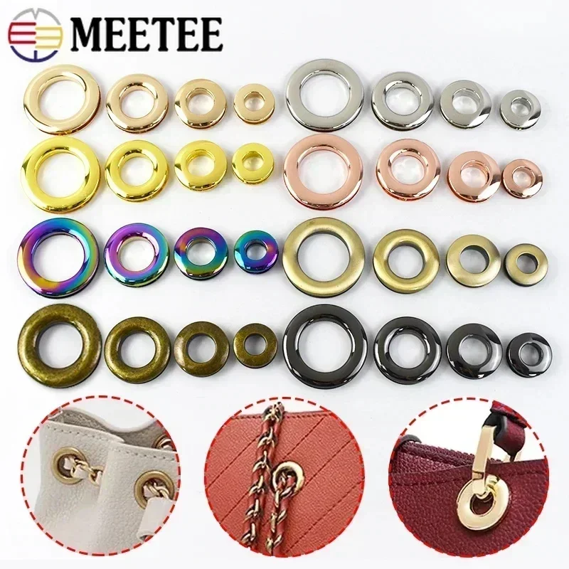 Meetee 4/10Pcs 10-25mm High-quality Metal Bag Buckles Eyelet Screw Grommet Die Casting O Ring Eyelets DIY Sewing Accessories