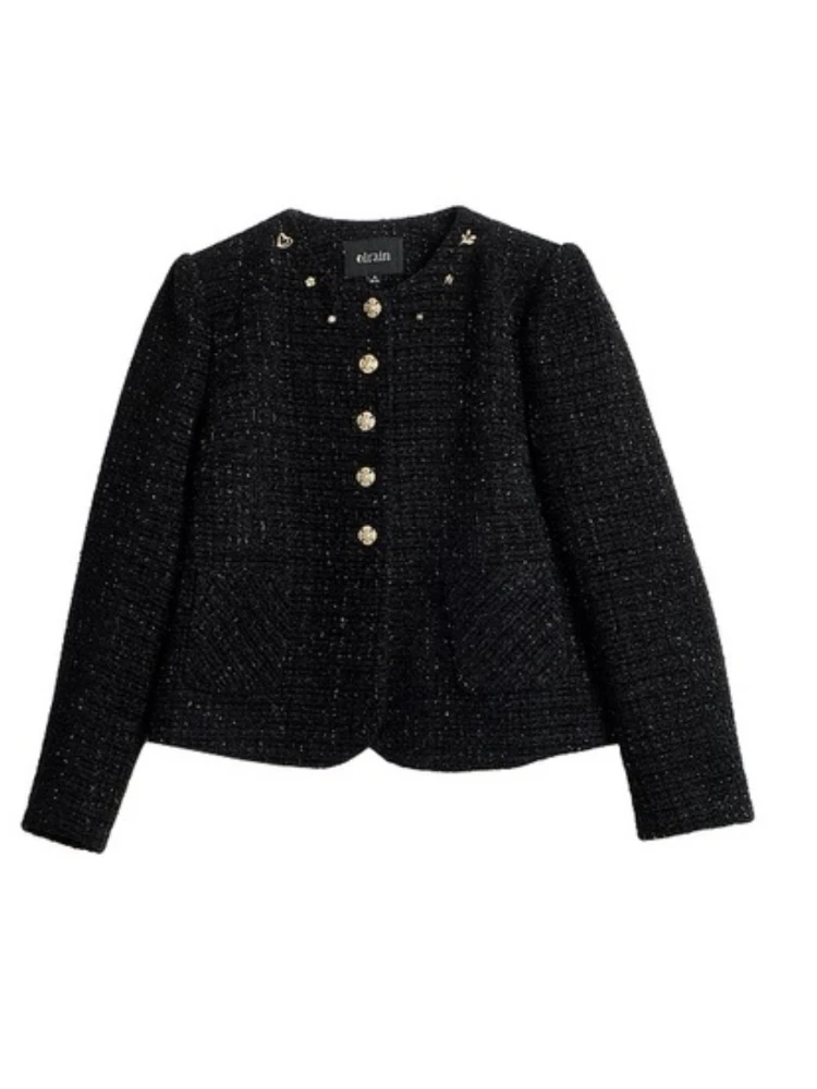 سترات نسائية أنيقة من OLrain سترات فرنسية بأكمام طويلة ورقبة دائرية ملابس نسائية قصيرة لخريف 2025 GO57QW001521