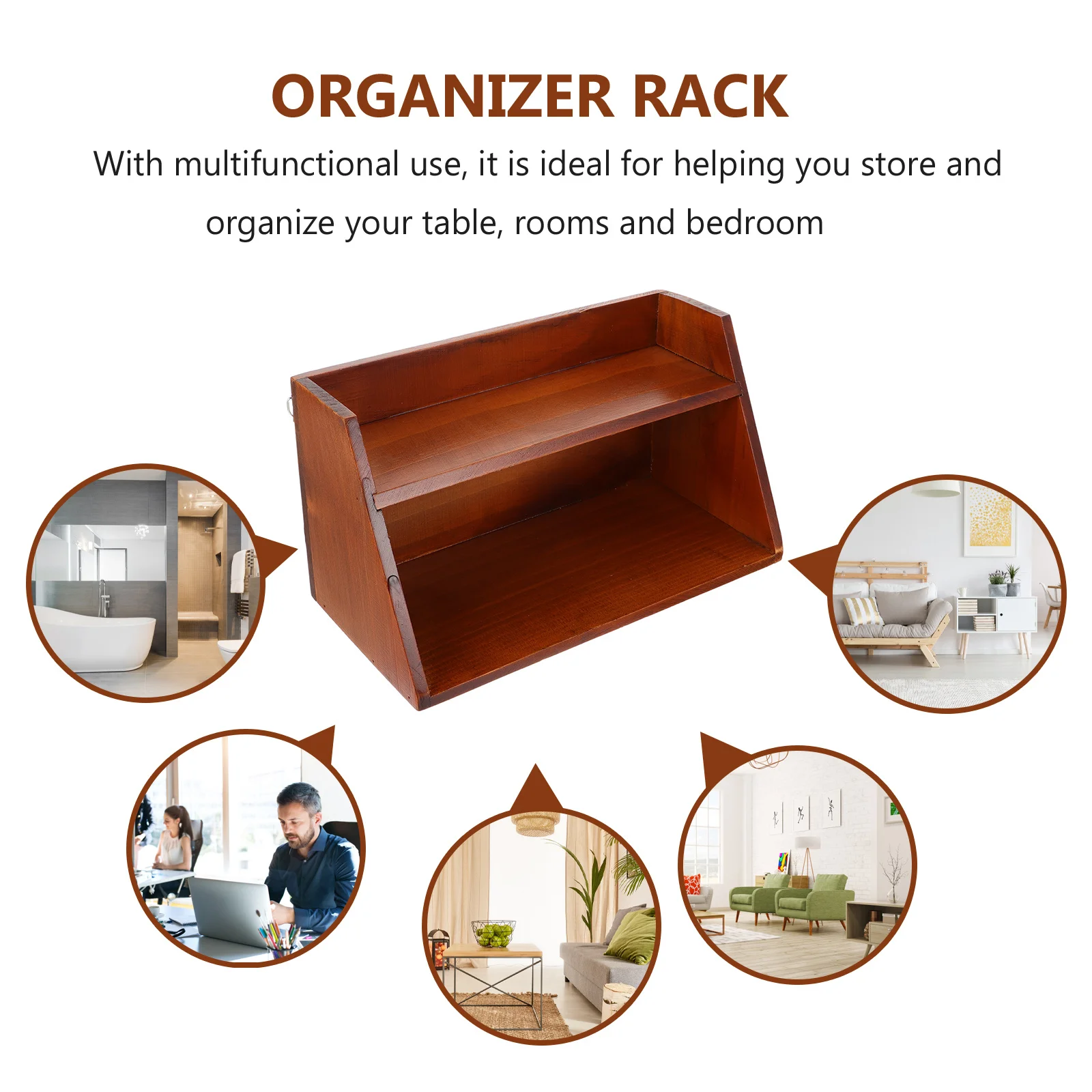 

1pc Wall-Mounted Storage Rack Multifunctional Makeup Organizer Desktop Cosmetics Rack Wood Decorative Shelf For Skincare Nail
