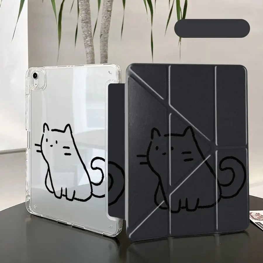 

Cute Cartoon Cat Tablet Case For iPad Pro 2025 Air 4 5 M3 M2 1 2 M4 11inch Pro 11th 10th 9th 8th 7th 12.9inch Mini 6 7 Y-Fold
