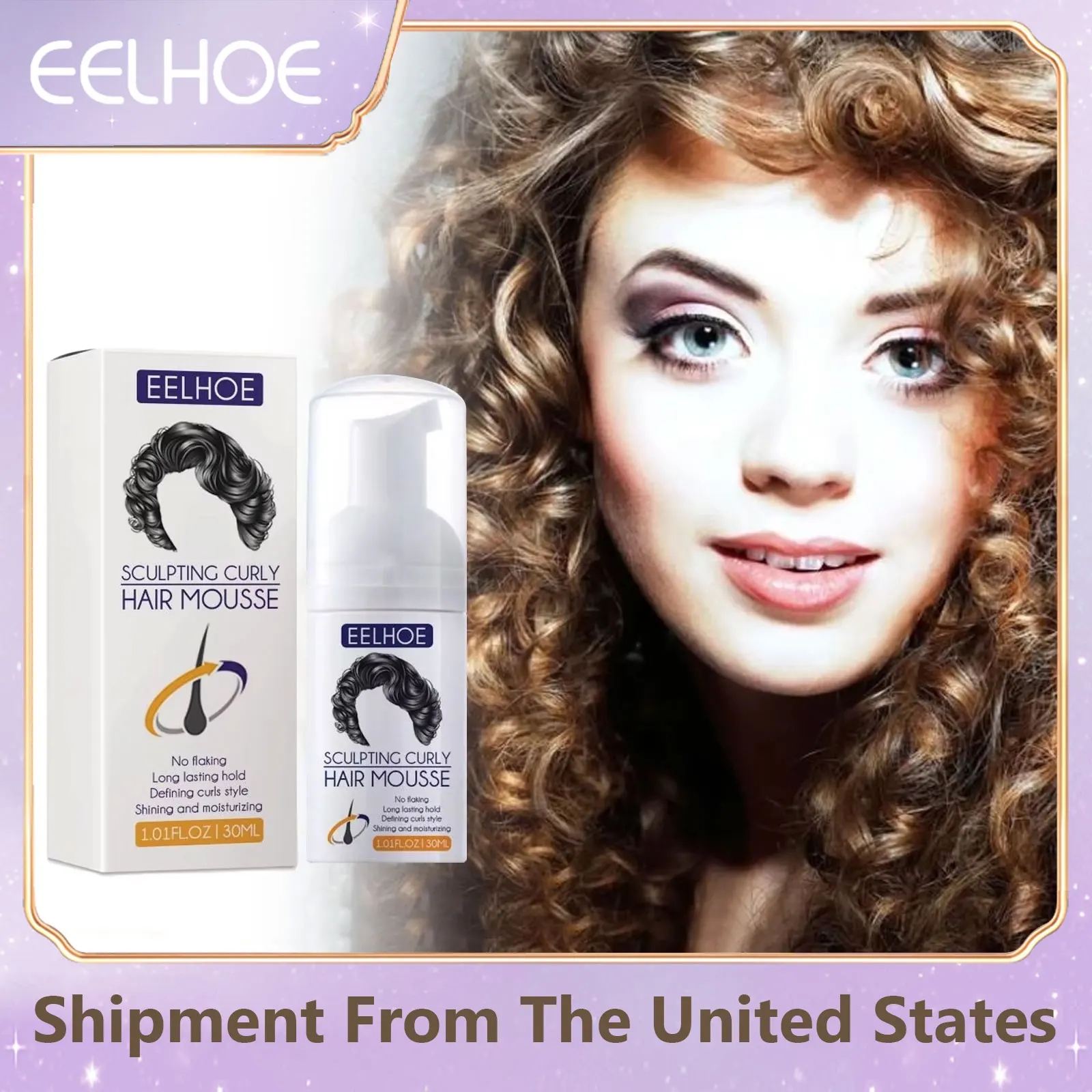 EELHOE Curly Hair Styling Mousse Hair Conditioner Volume Shaping Curling Boost Cream Curl Defining Nourishing Hair Care Elastin