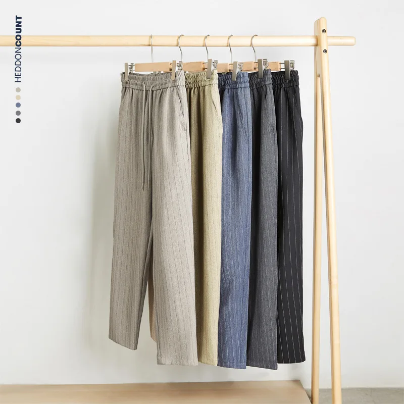 

Японский стиль, весна 2024, новая мода, мужские полосатые повседневные модные брюки до щиколотки с завязками, мужские брюки-карандаш, одежда