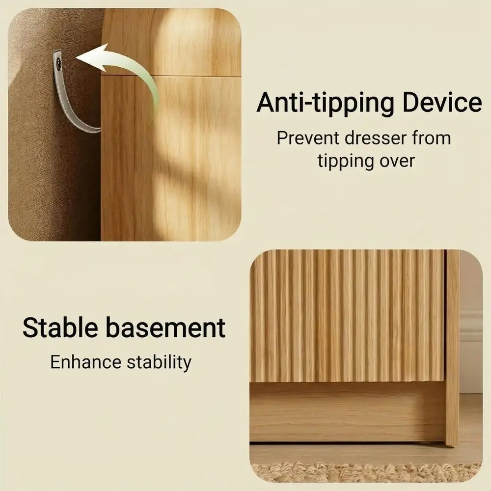 luted 6 Ders Drer or Bedroom, 54" Wide Wooden Drer with Metal Handle, Curved Proile Design, ern Storage Organizer or Bedroom, Li view 4