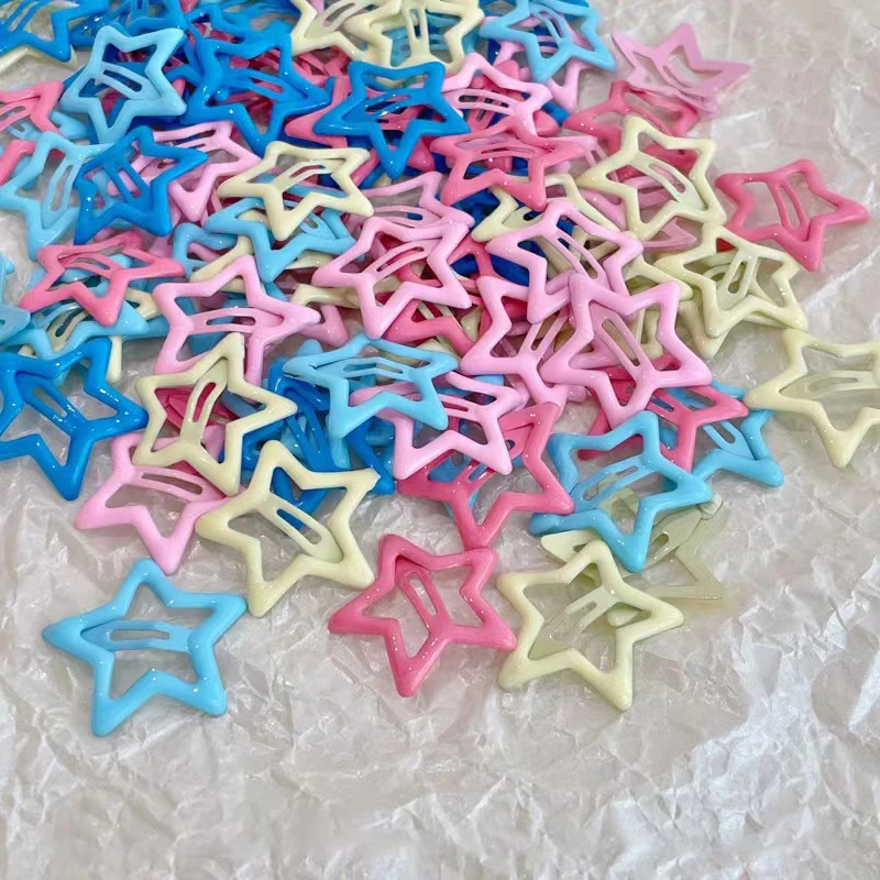 10pcs/set Cute Colorful Star Pentagram Y2k Fashion Five-Pointed Star Bobby Hair Clip Snap Clip Hair Accessories