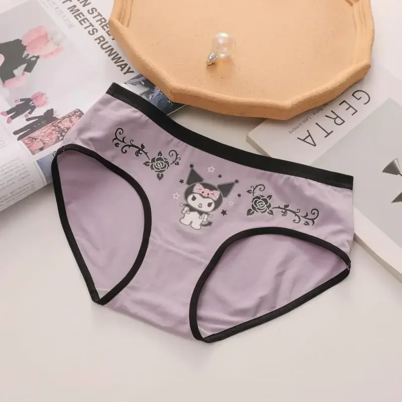 Miniso Underwear My Melody Kuromi Cartoon Figure Softable Comfortable Triangle Panty 1Pcs Set Girl Women Kawaii Pure Cotton Gift