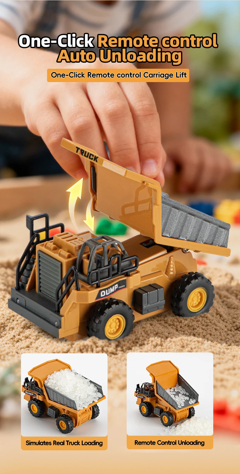 2026New Full-Scale Mini Excavator Tipper Truck 1:64 Remote Control Engineering Vehicle Mini Forklift Birthday Gift Toy RC Trucks