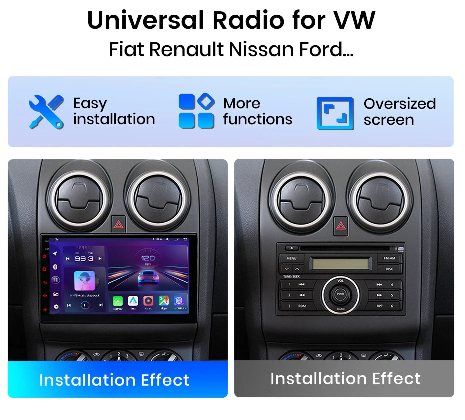 Junsun Universal Auto Radio Stereo Multimedia Video CarPlay Android Auto Intelligen systeme Für Ford Peugeot Citroen Fiat 7/9/10" – Detail 4