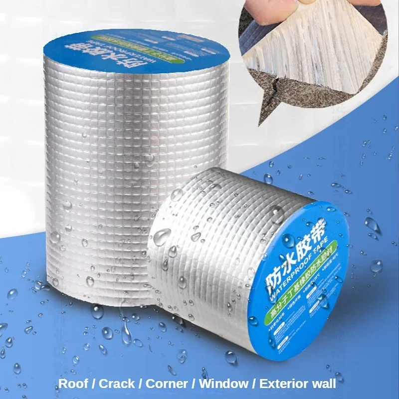 High Temperature Resistance Waterproof Aluminum Foil Thicken Butyl Waterproof Tape Wall Crack Roof Duct Repair Adhesive Tape