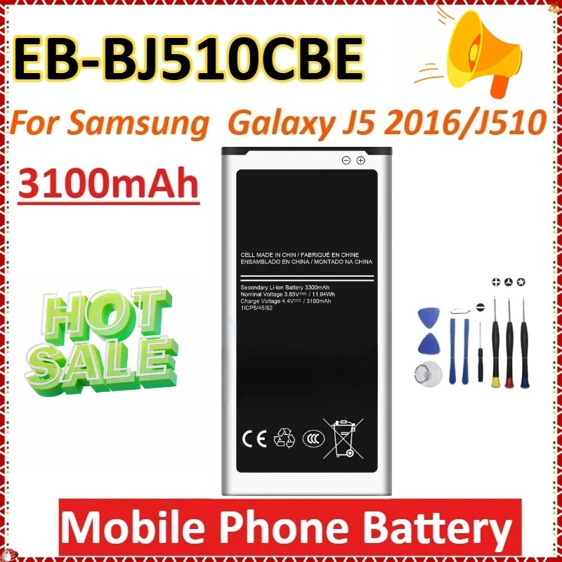 

EB-BJ510CBE 3100mAh Newly upgraded Battery for Samsung Galaxy J5 2016/J510 High-Capacity Replacement Mobile Phone Battery+Tools