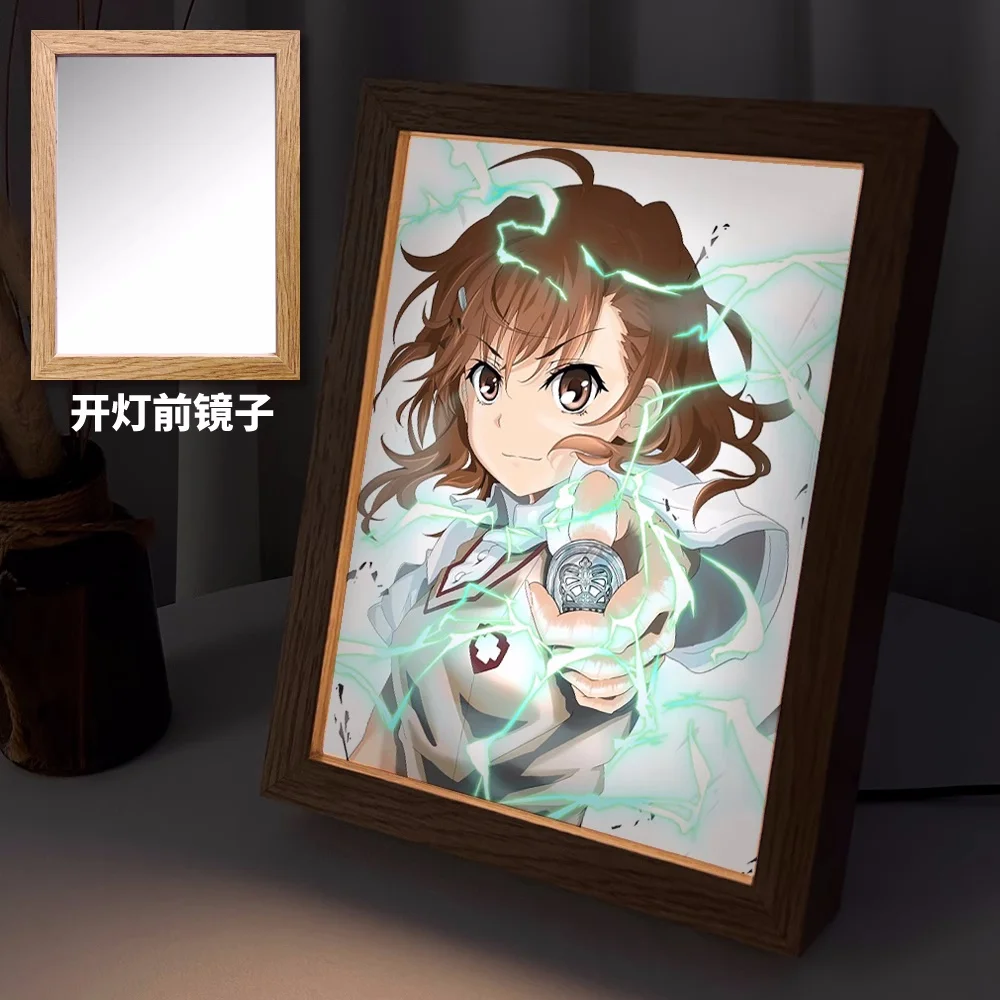 Anime Misaka Mikoto Lamp Ornaments Figure Desk Frame Mirror Cosplay 6584 Kids Collection Toy