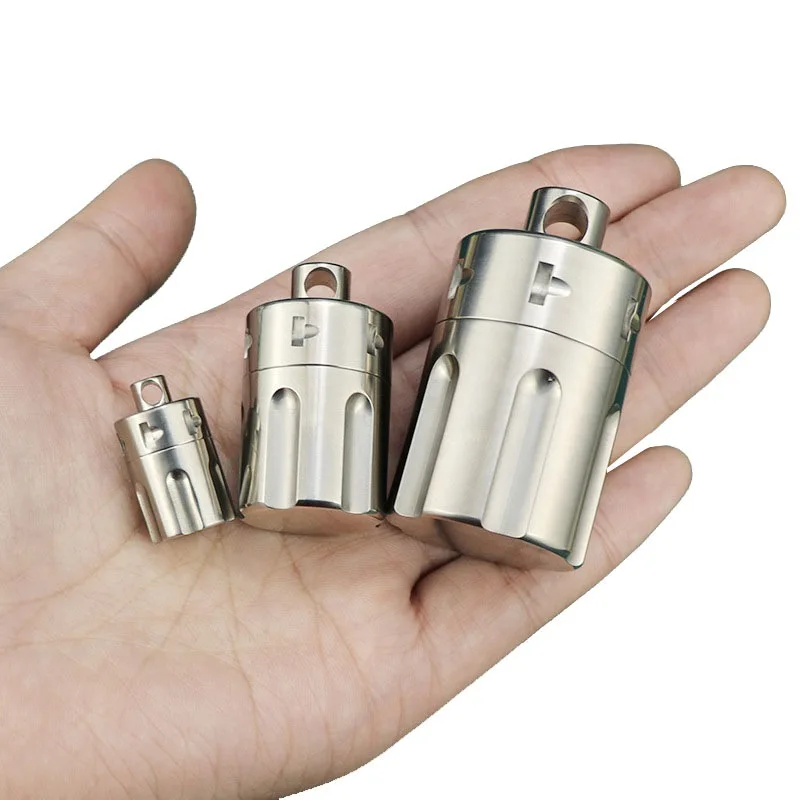 Titanium Alloy Pill Case Outdoor Travel Waterproof Pill Box Sealed Capsule Storage Container Bottle Multi-function Gadget EDC