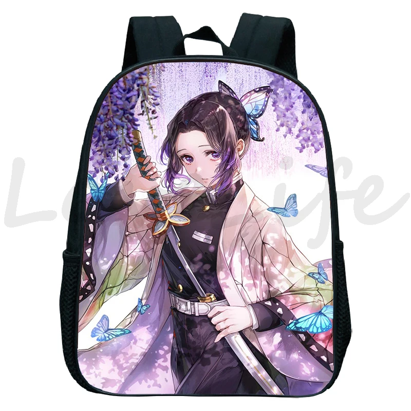 Demon Slayer:Kimetsu No Yaiba zaino borse da scuola per bambini Nezuko Kochou Shinobu Anime Bagpacks Kindergarten Bookbag Mochila