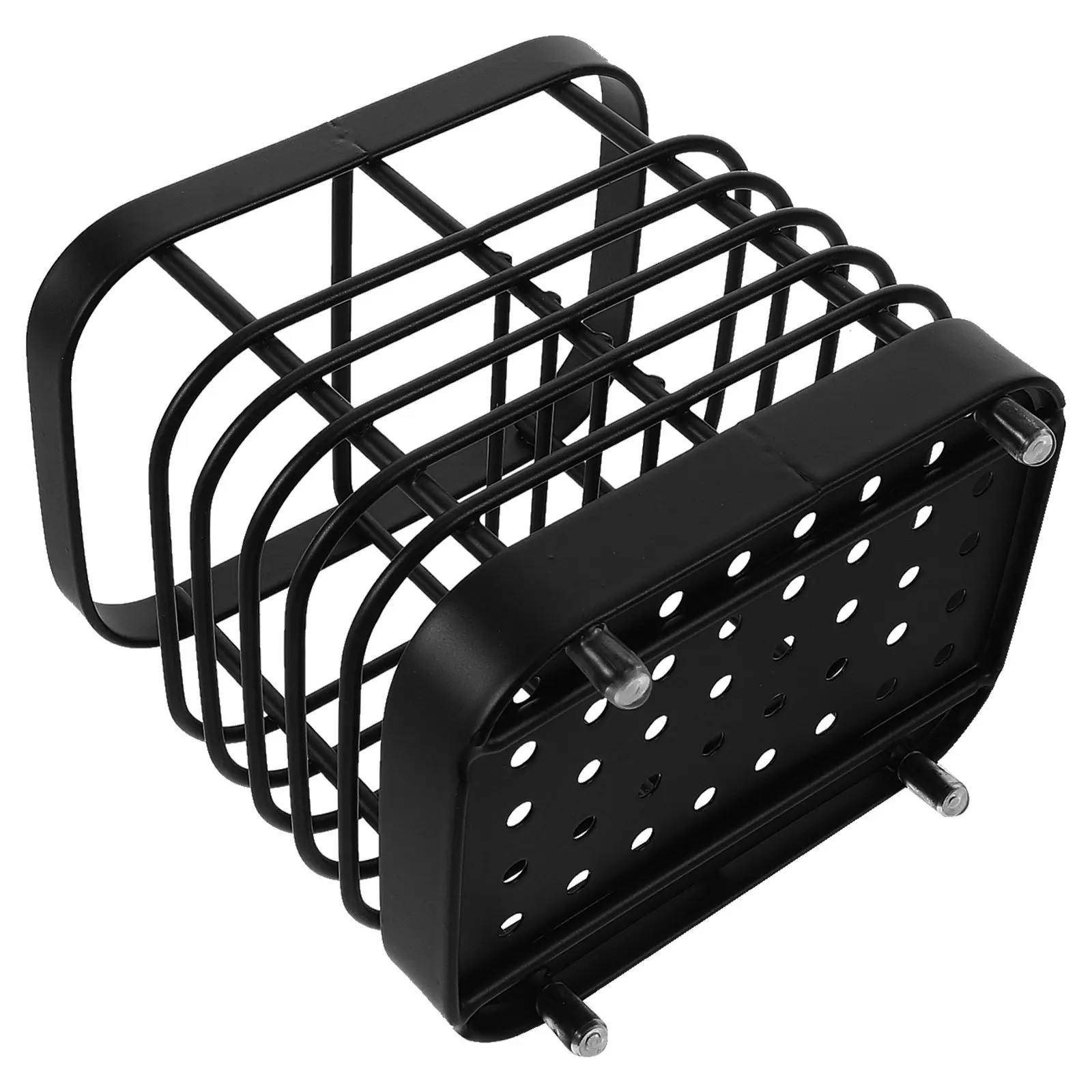 Stainless Steel Utensil Holder 2 Divided Compartments Black Rustproof Metal Chopsticks Drying Rack Kitchen Storage Rack